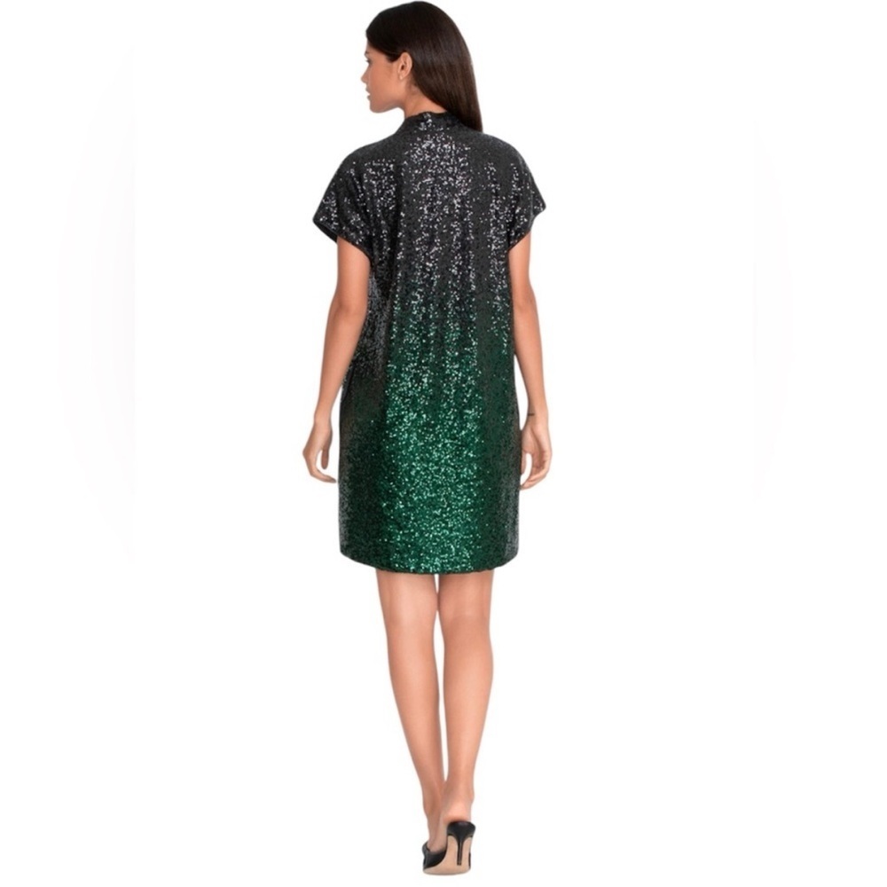 Johnny Was Ratana Ombre Black to Green Sequin Mini Dress with Pockets Size Med - Picture 2 of 10